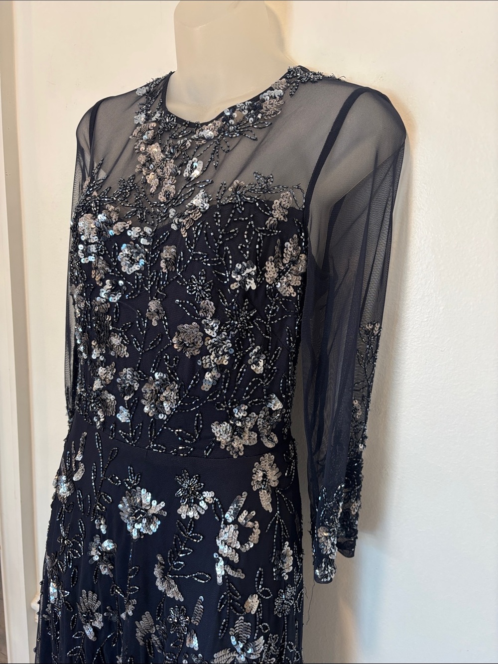 Adrianna Pappell Sheer Beaded Sequin Elegant Evening Party Dress Size 8 NWT - Picture 6 of 13